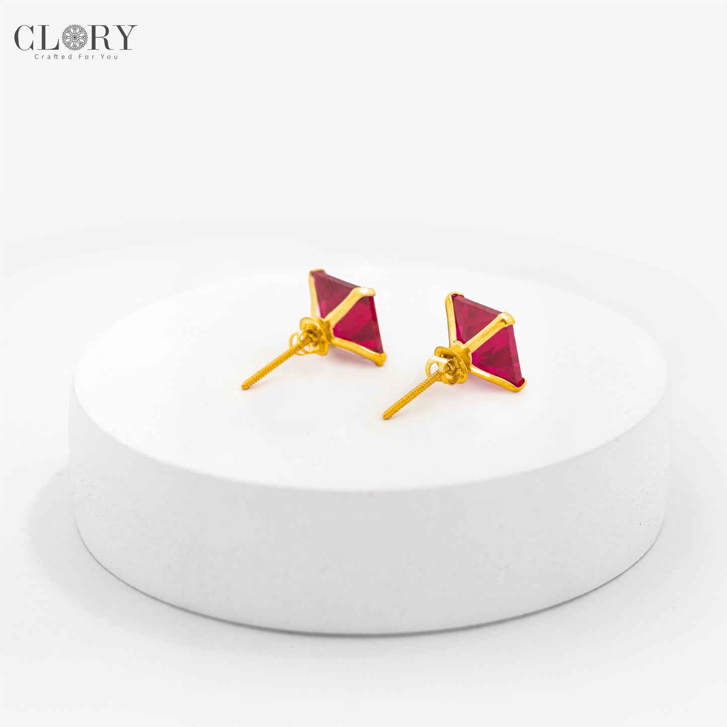 Pink diamond Gold stud earring