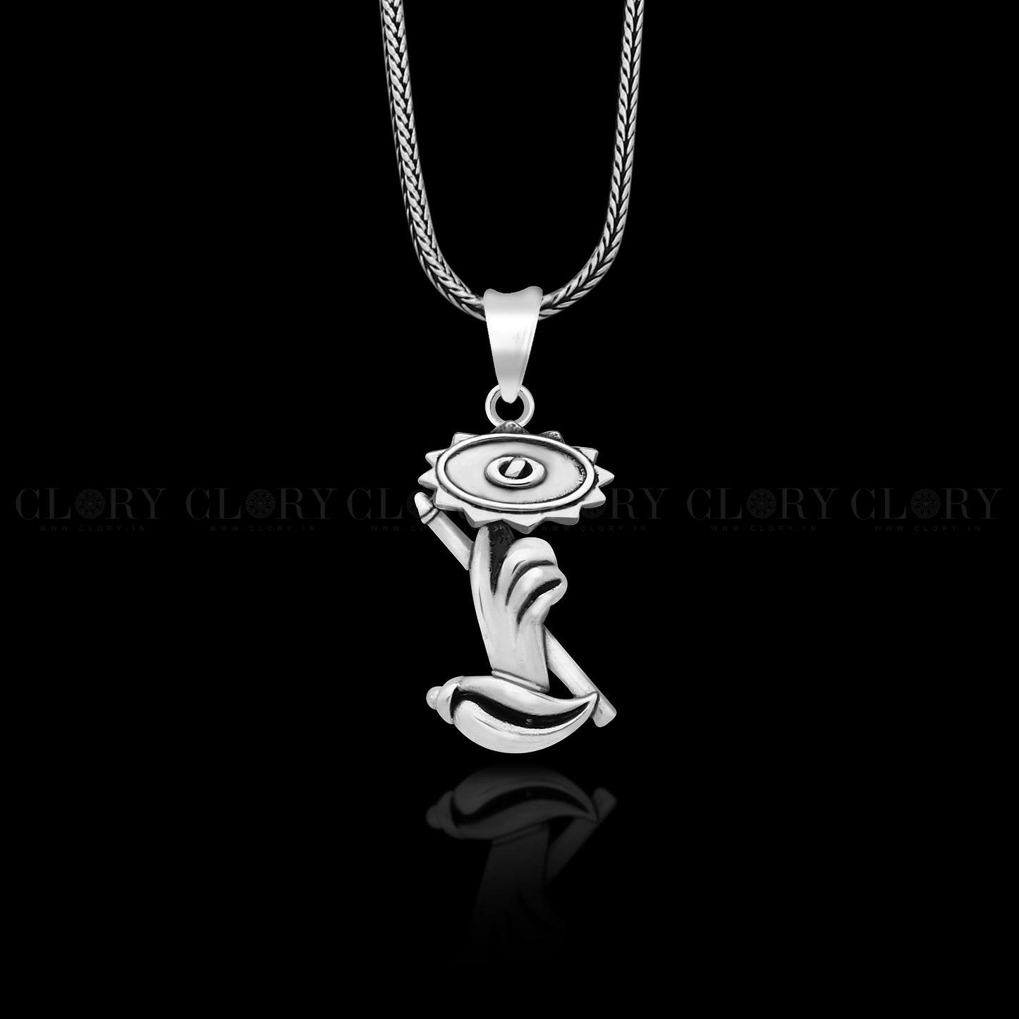 Lord Krishna Sudarshan Chakra flute and Shankh combo pendant