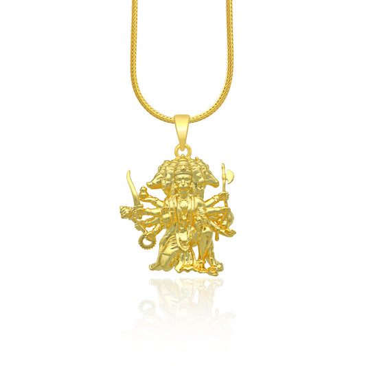 Lord Panchmukhi Hanuman ji divine gold polished pendant