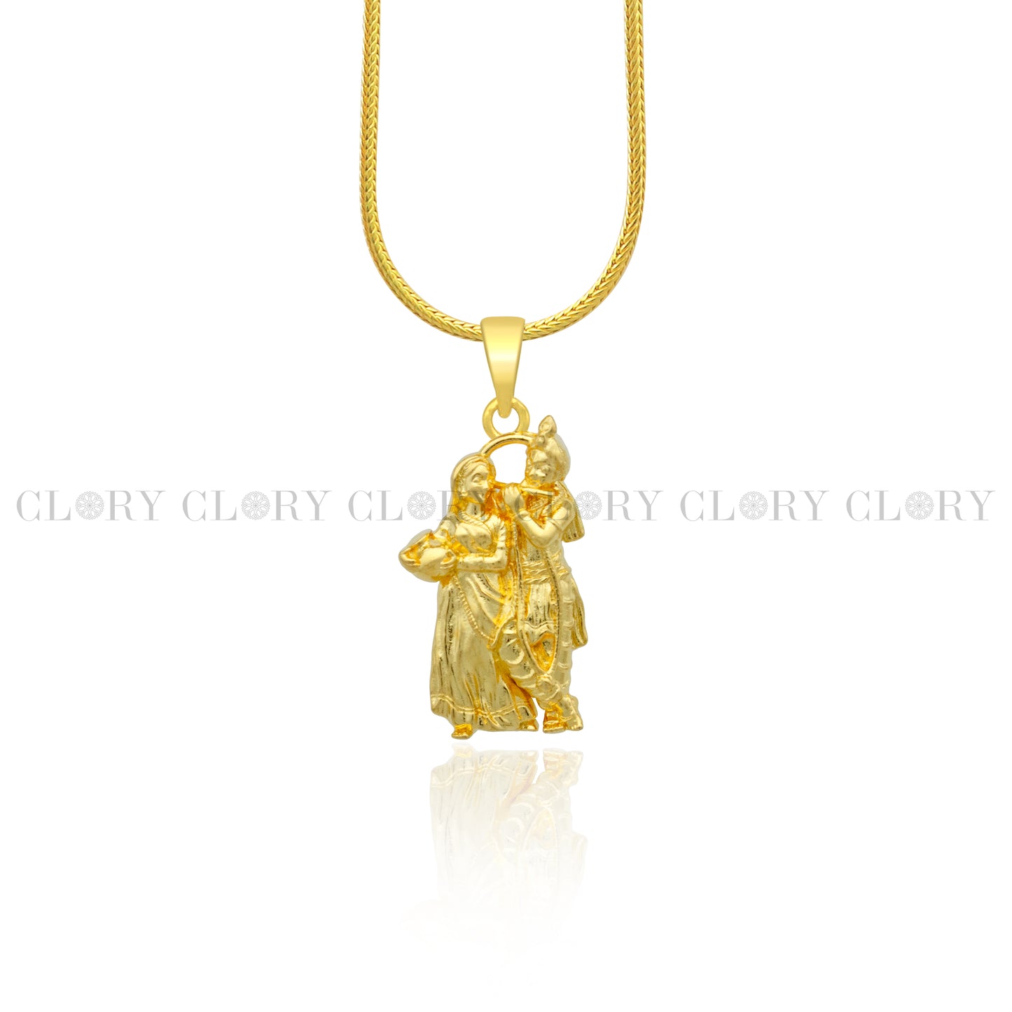 Lord Krishna and Radha divine gold polished pendant