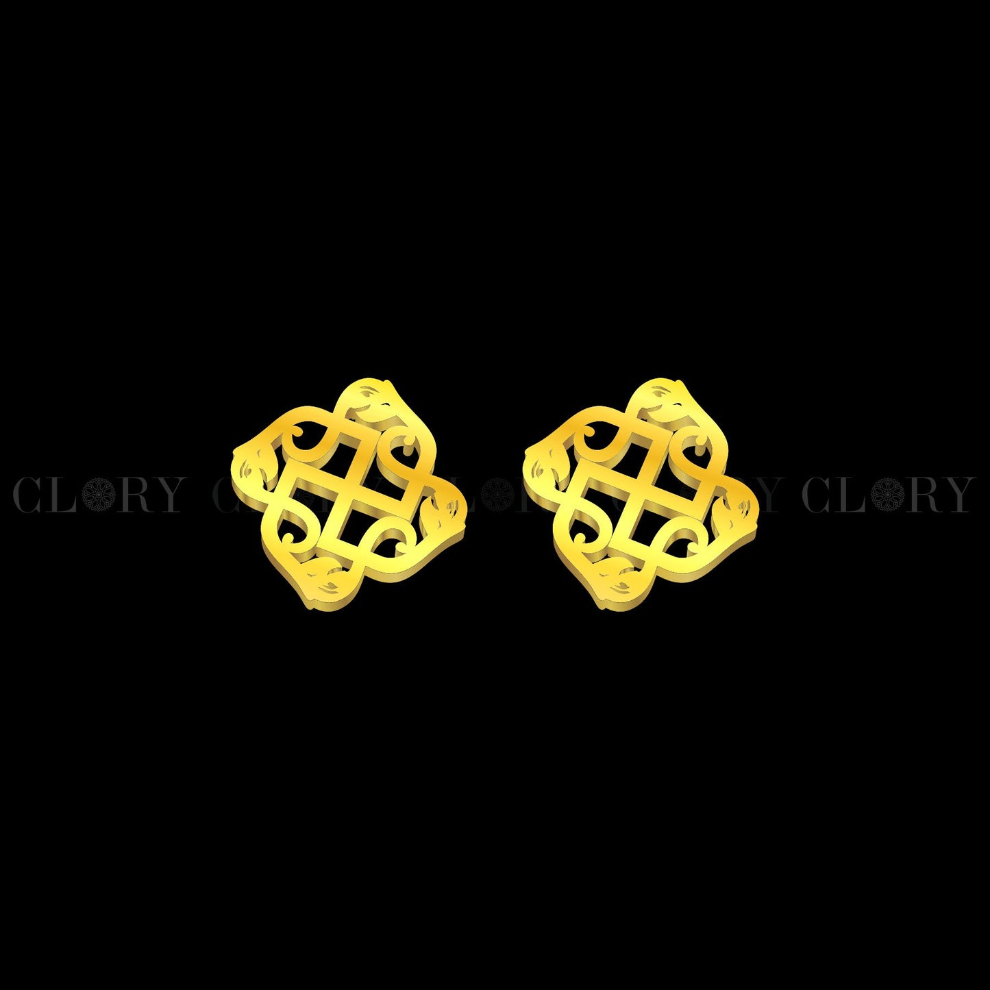 flower logo stud earring