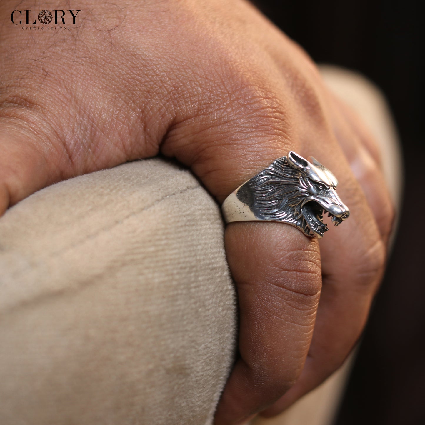 Lion face design men's ring