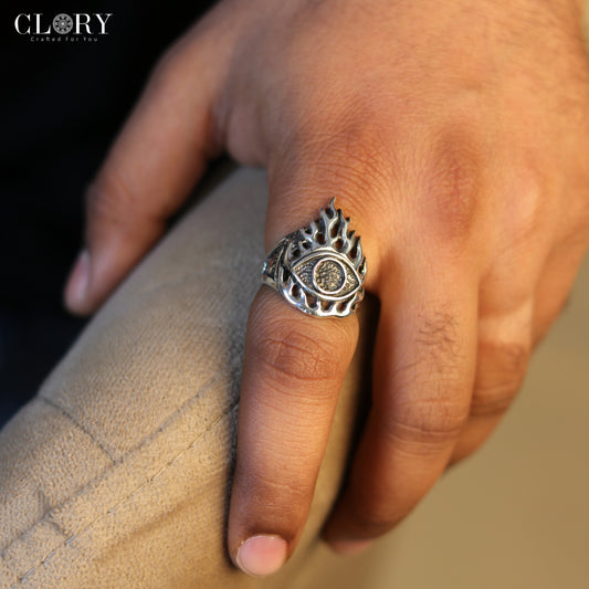 Seeing eye design men's ring