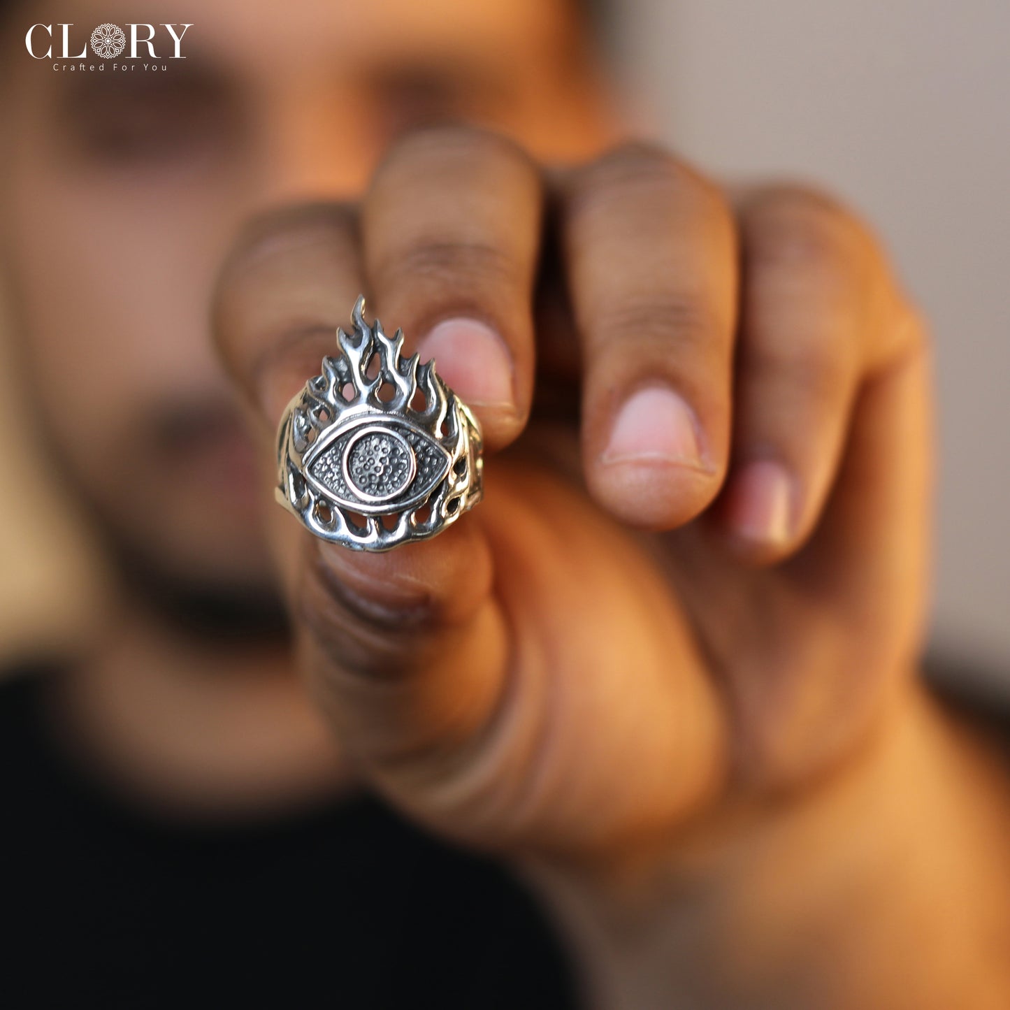Seeing eye design men's ring