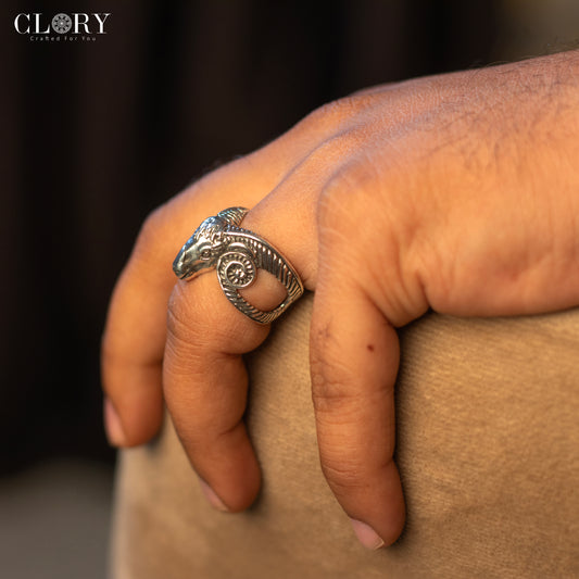 Aries zodiac design men's ring