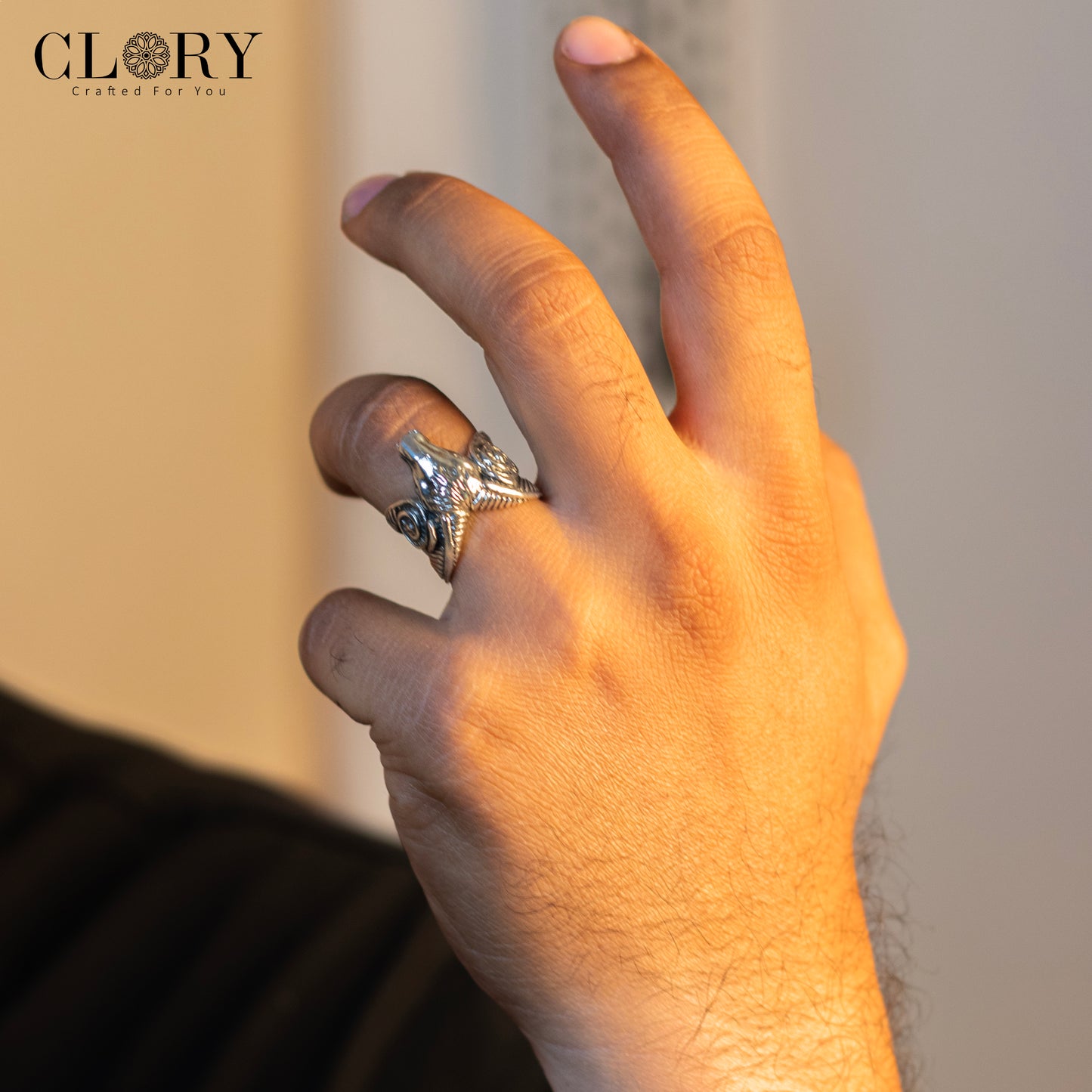 Aries zodiac design men's ring