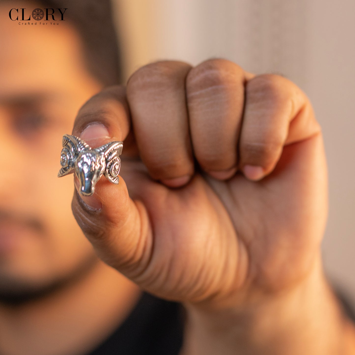 Aries zodiac design men's ring