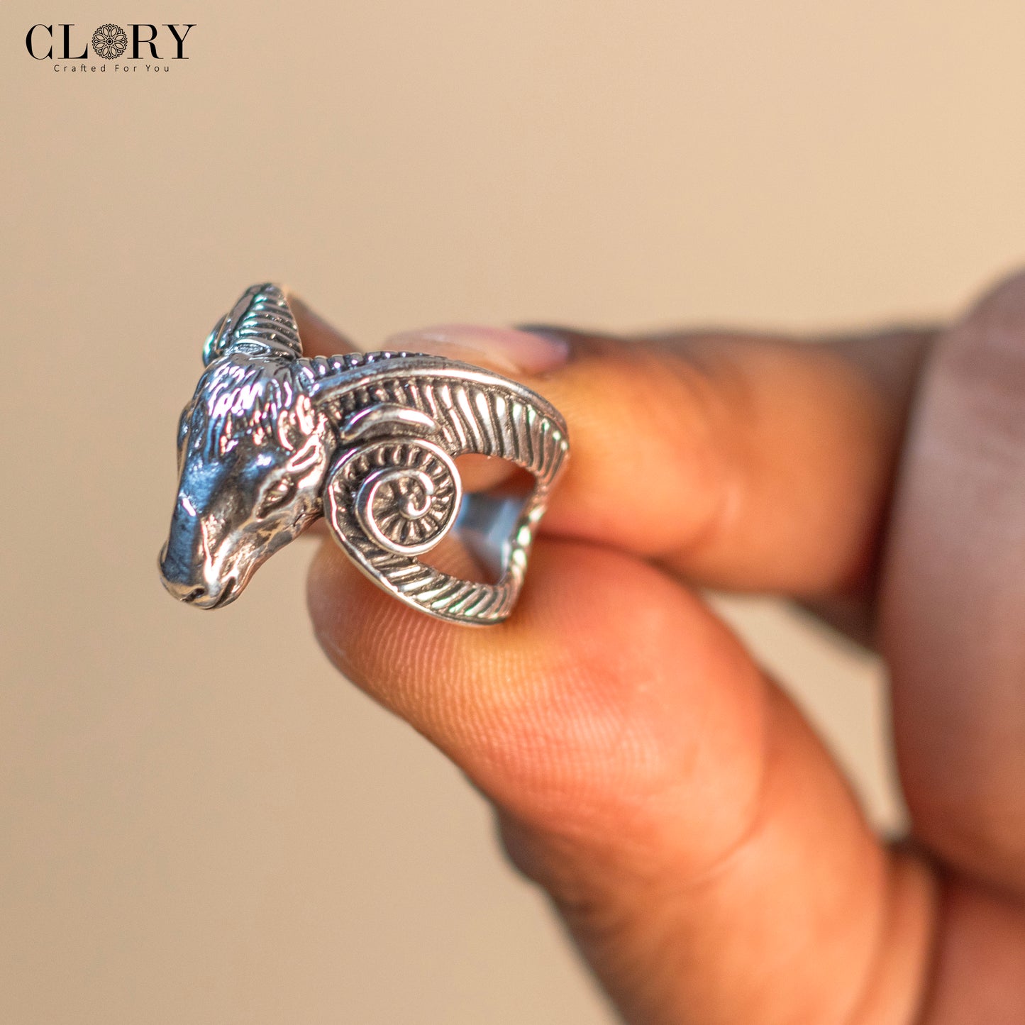 Aries zodiac design men's ring