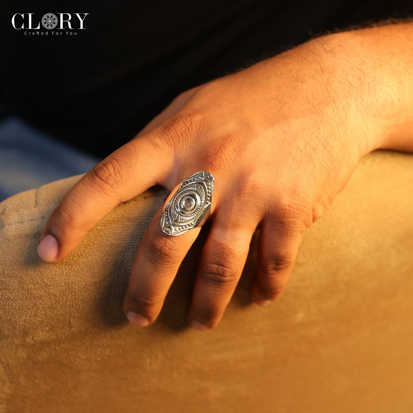 Ethnic mandala design men's ring