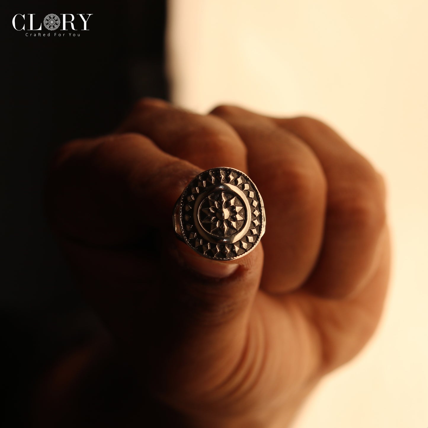Ethnic floral design men's ring