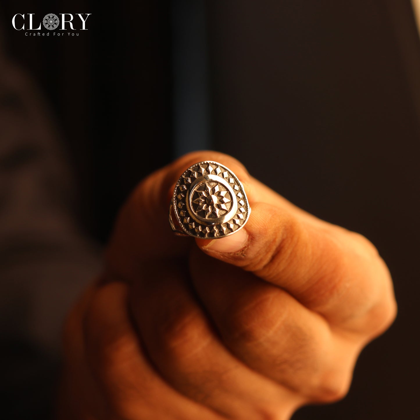 Ethnic floral design men's ring