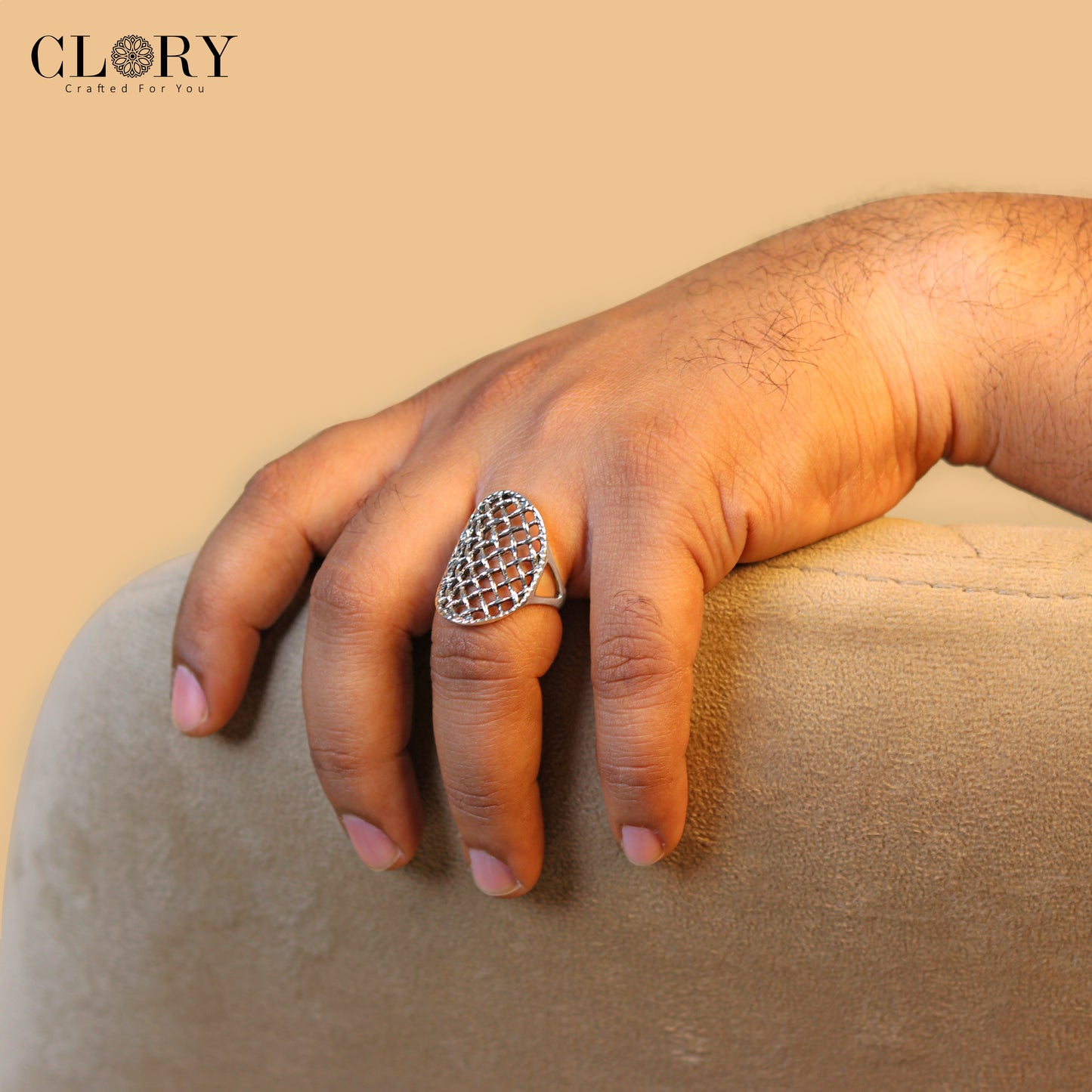 Lattice dome design men's ring