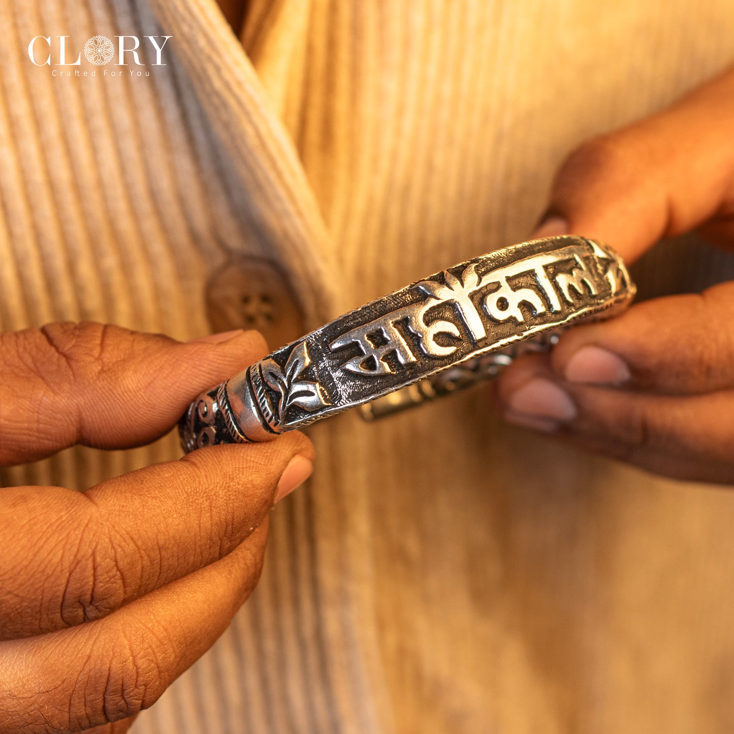 Mahakal silver cuff kada