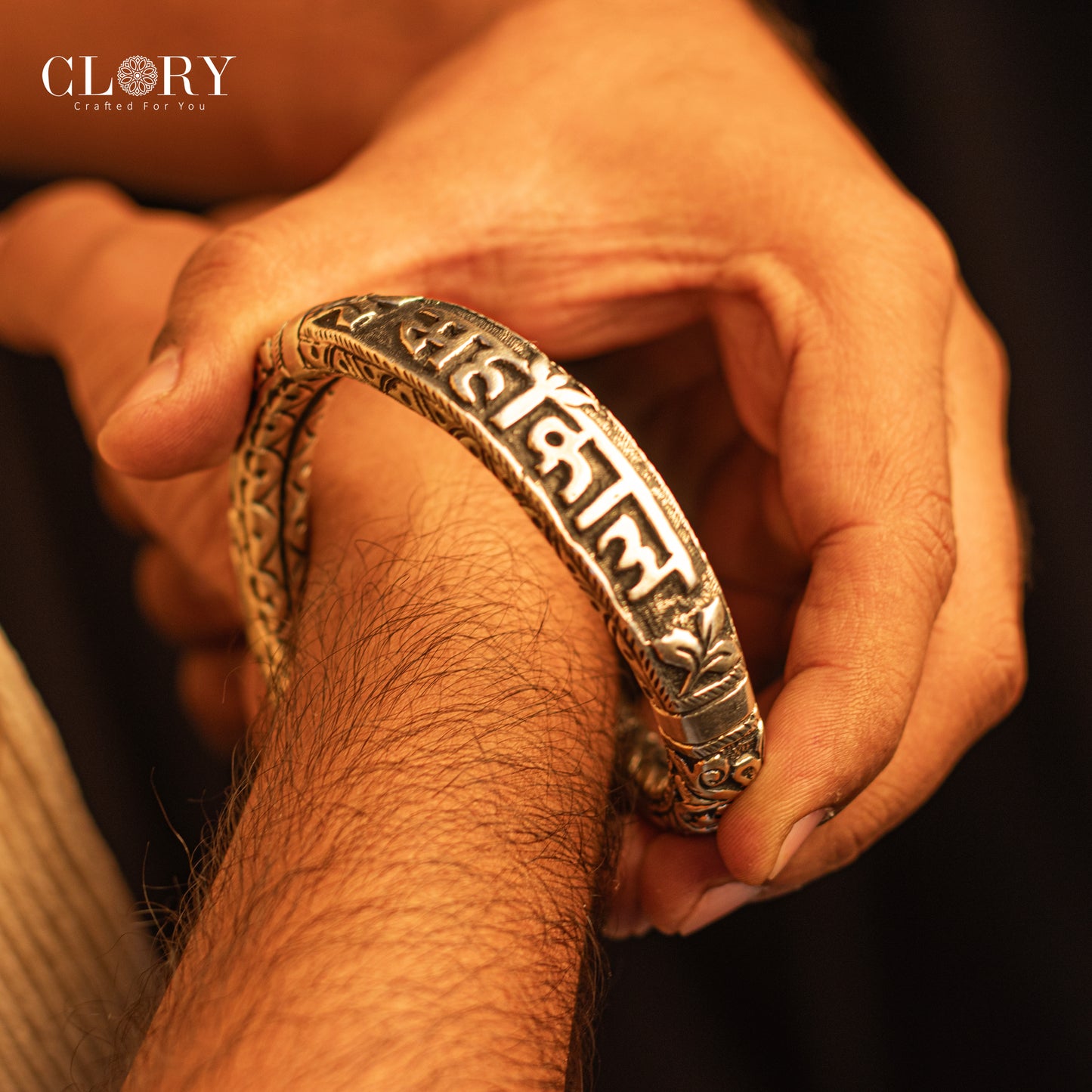 Mahakal silver cuff kada