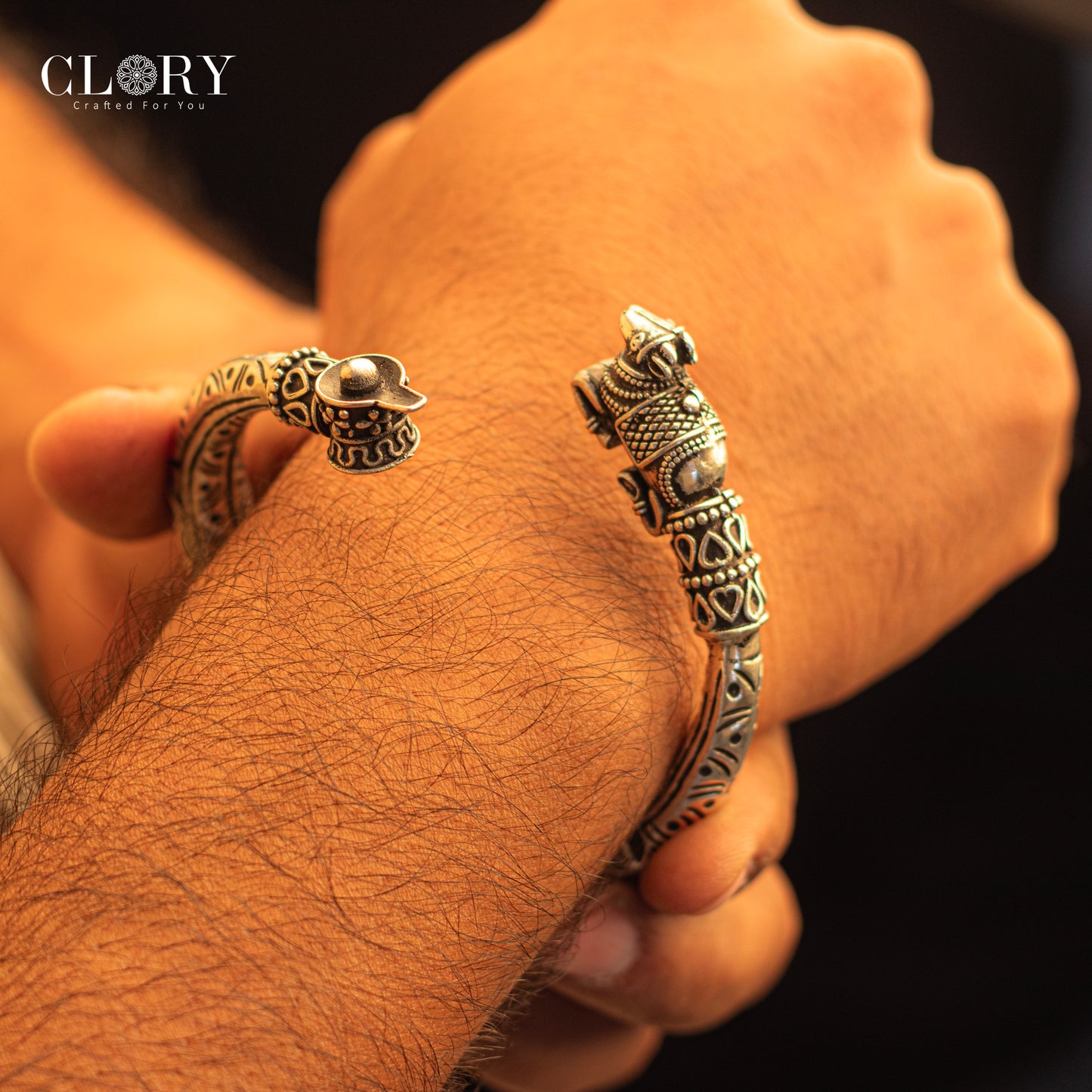Lord Shiva lingam With Nandi maharaj cuff kada