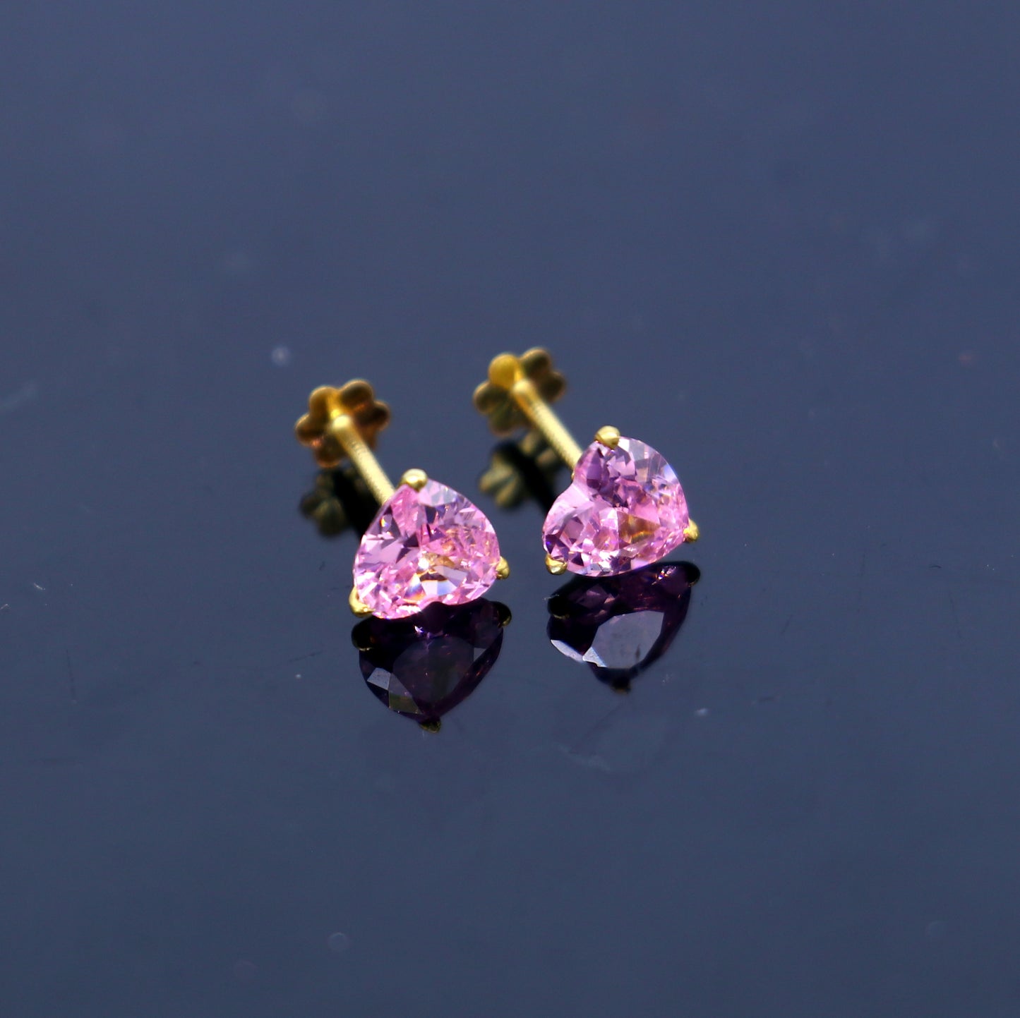 Baby pink diamond Gold stud earring