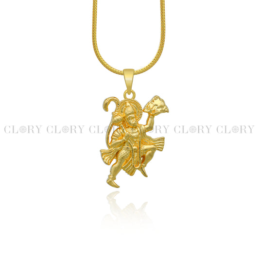 Lord hanuman flying divine gold polished pendant csp901