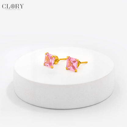 Baby pink diamond Gold stud earring