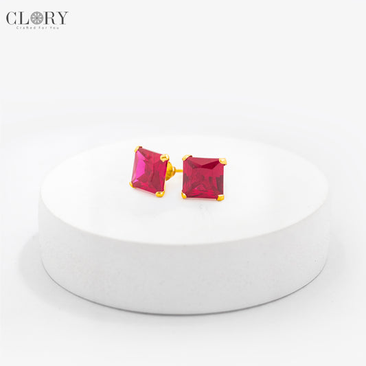 Pink diamond Gold stud earring