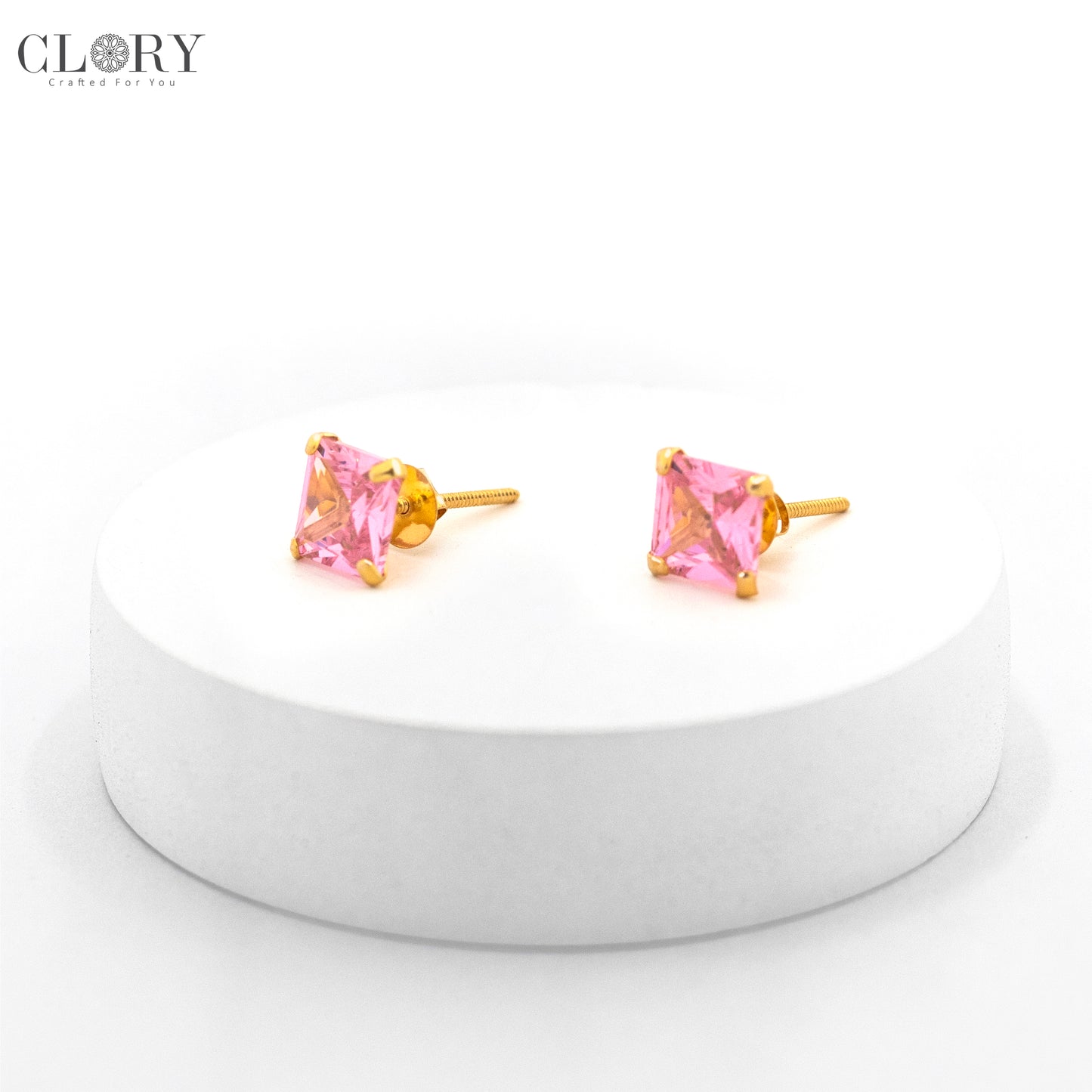Baby pink diamond Gold stud earring