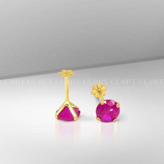 Pink diamond Gold stud earring