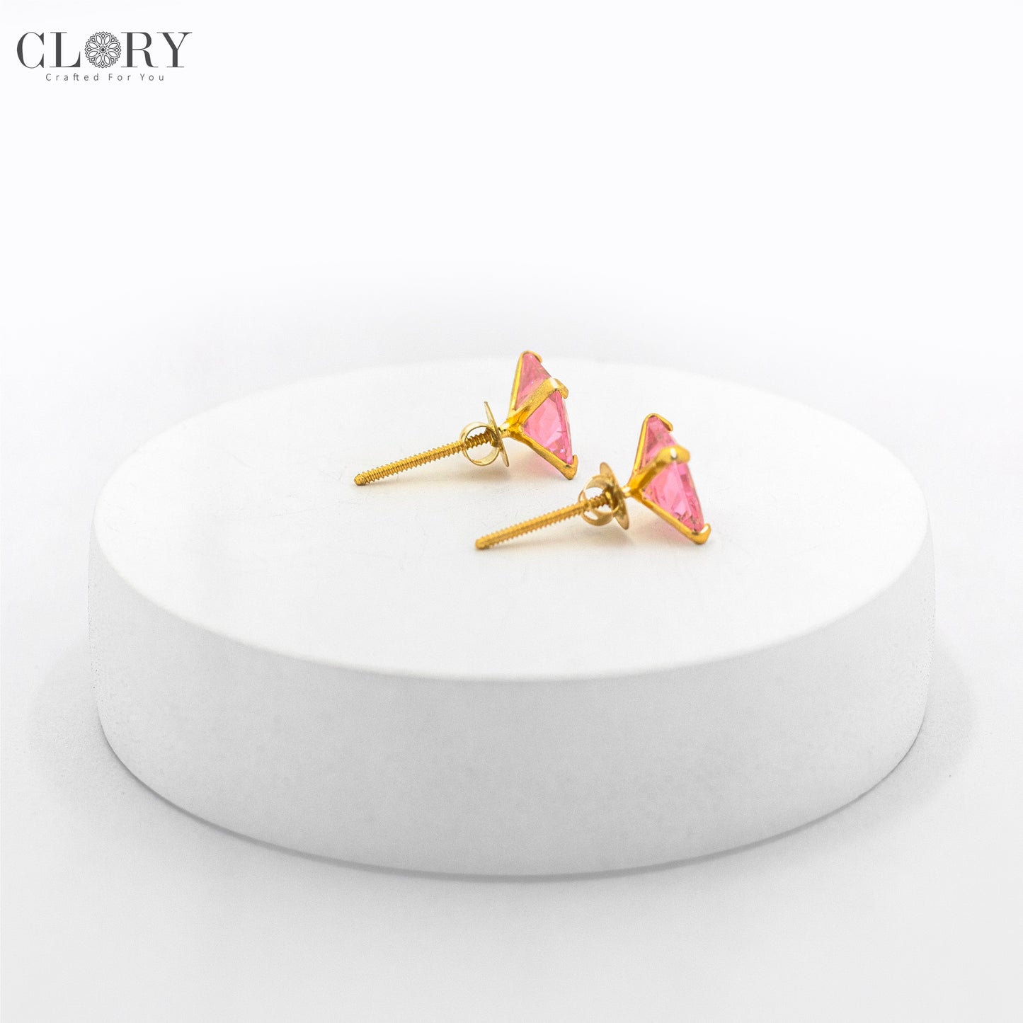 Baby pink diamond Gold stud earring