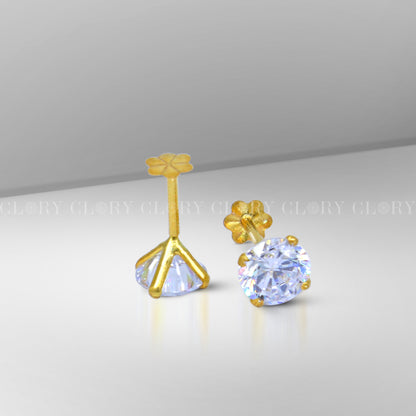 White diamond Gold stud earring
