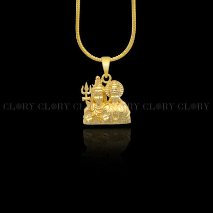 Lord shiva and Parwati maa/ gori maa divine gold polished pendant csp900