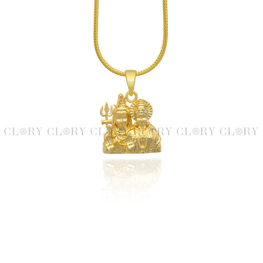 Lord shiva and Parwati maa/ gori maa divine gold polished pendant csp900