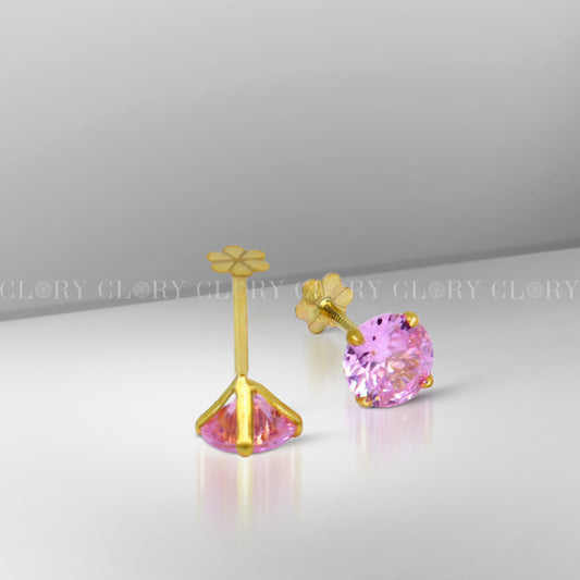 Baby pink diamond Gold stud earring