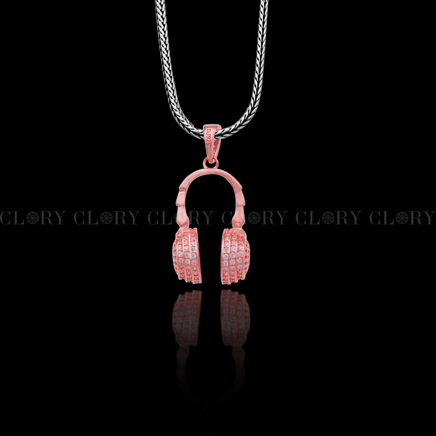 Head phones design rose gold polished pendant