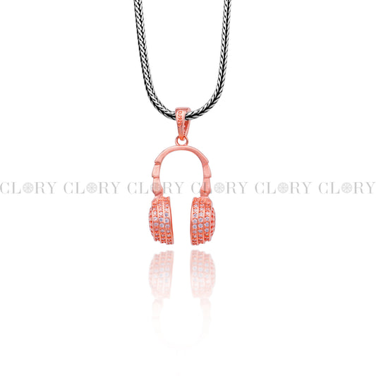 Head phones design rose gold polished pendant