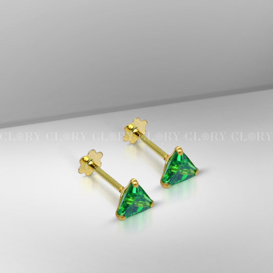 Green diamond Gold stud earring