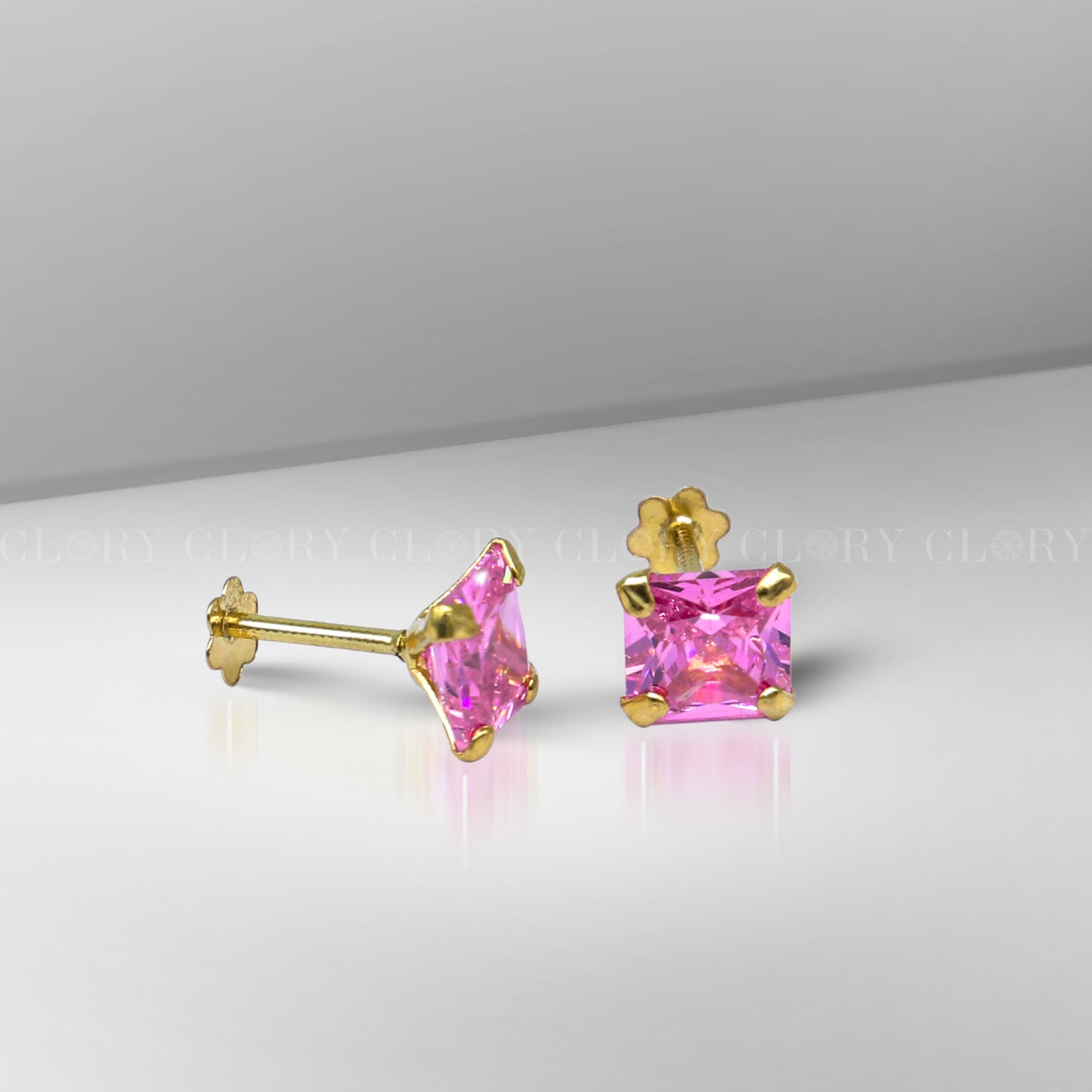Baby pink diamond Gold stud earring