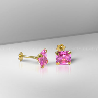 Baby pink diamond Gold stud earring