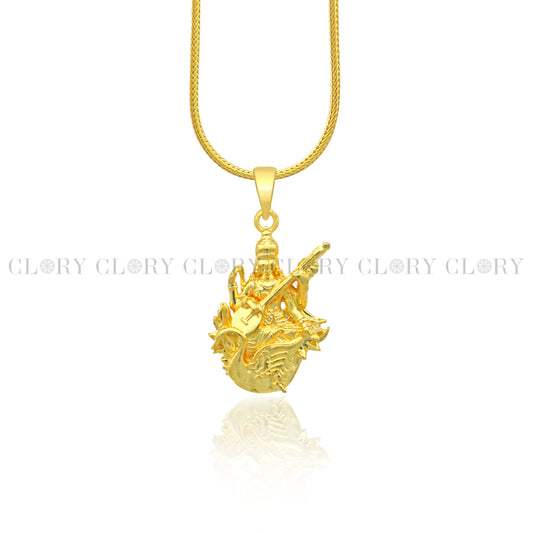 Lord Sarashwati maa / Sharda maa divine  gold polished pendant