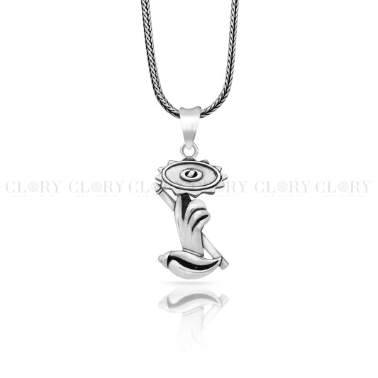 Lord Krishna Sudarshan Chakra flute and Shankh combo pendant