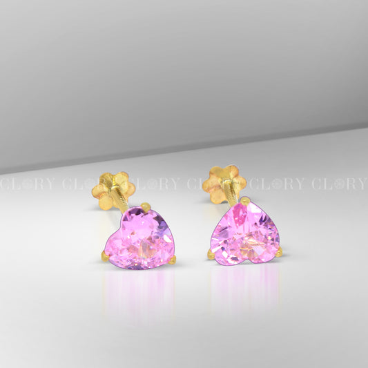 Baby pink diamond Gold stud earring