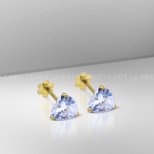 White diamond Gold stud earring