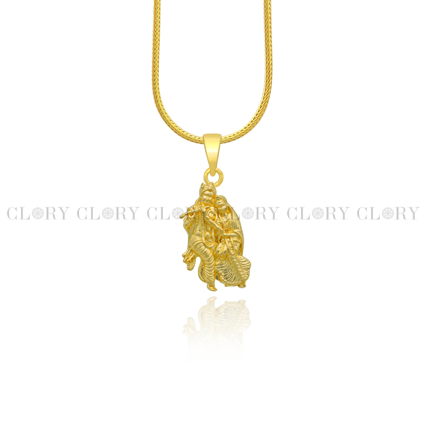 Lord Krishna and Radha divine gold polished pendant