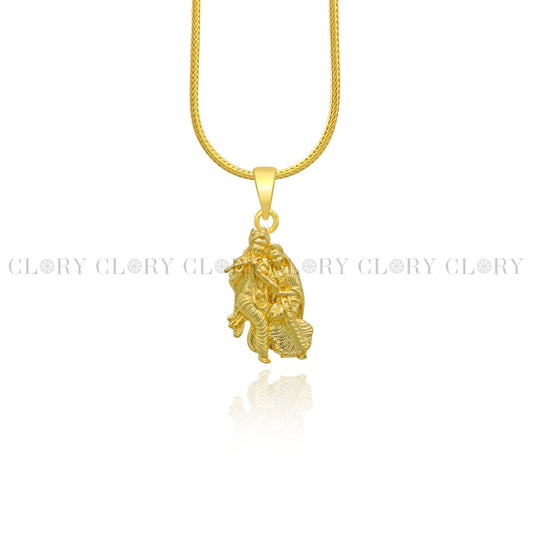 Lord Krishna and Radha divine gold polished pendant