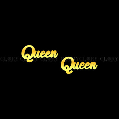 Queen word design stud earring