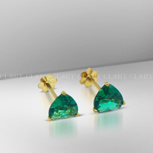 Green diamond Gold stud earring