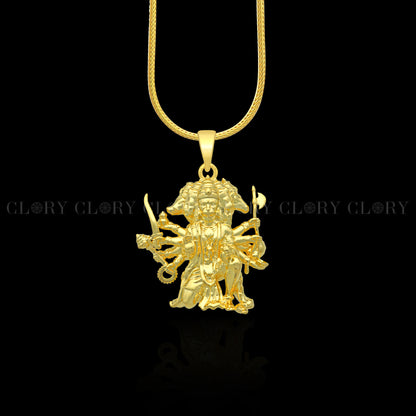 Lord Panchmukhi Hanuman ji divine gold polished pendant