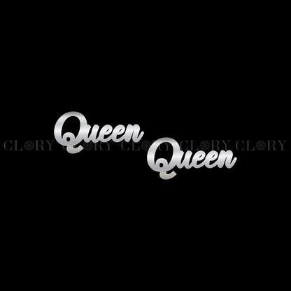 Queen word design stud earring
