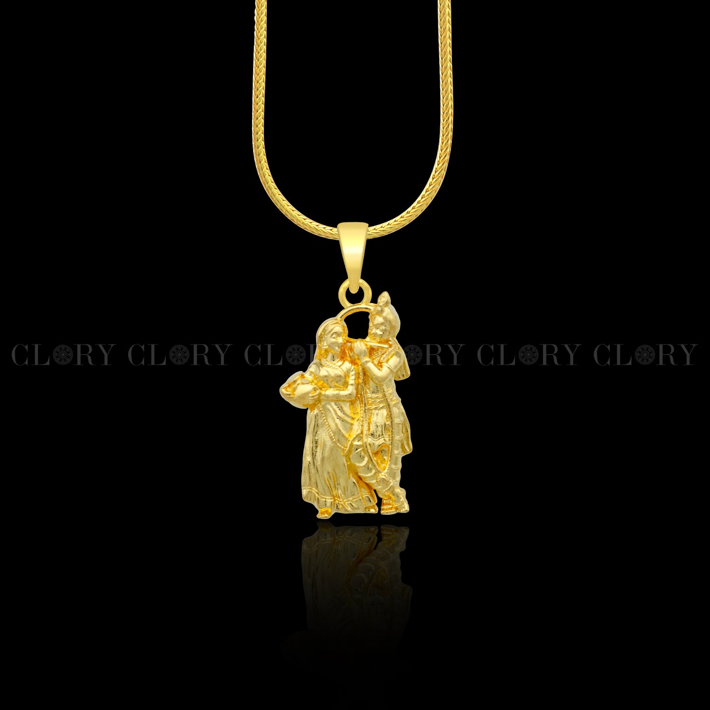 Lord Krishna and Radha divine gold polished pendant