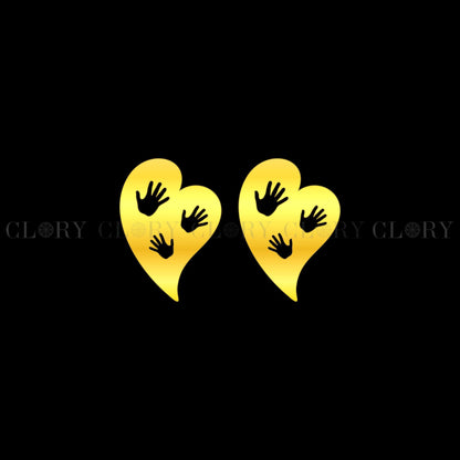 Baby hand in heart design stud earring