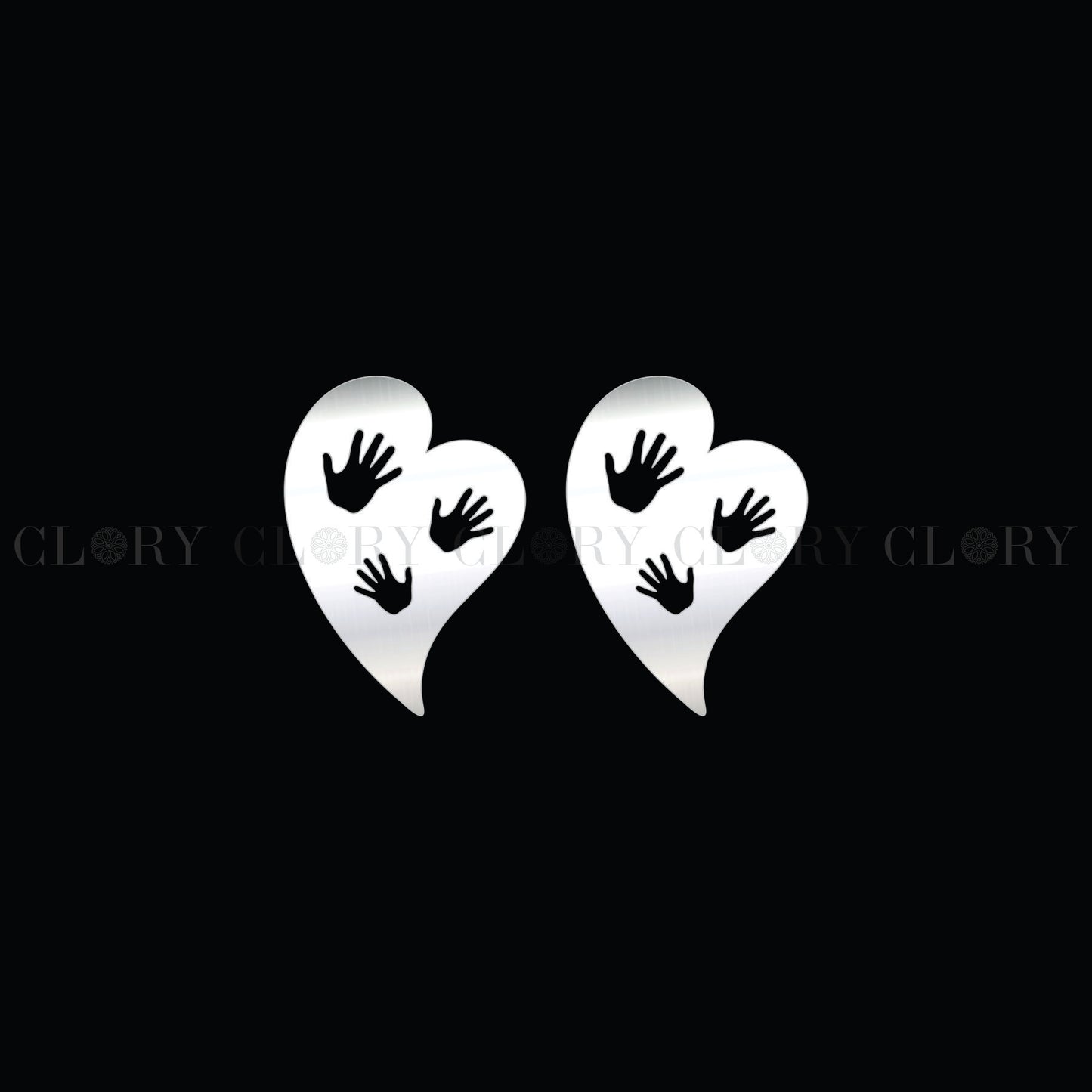 Baby hand in heart design stud earring