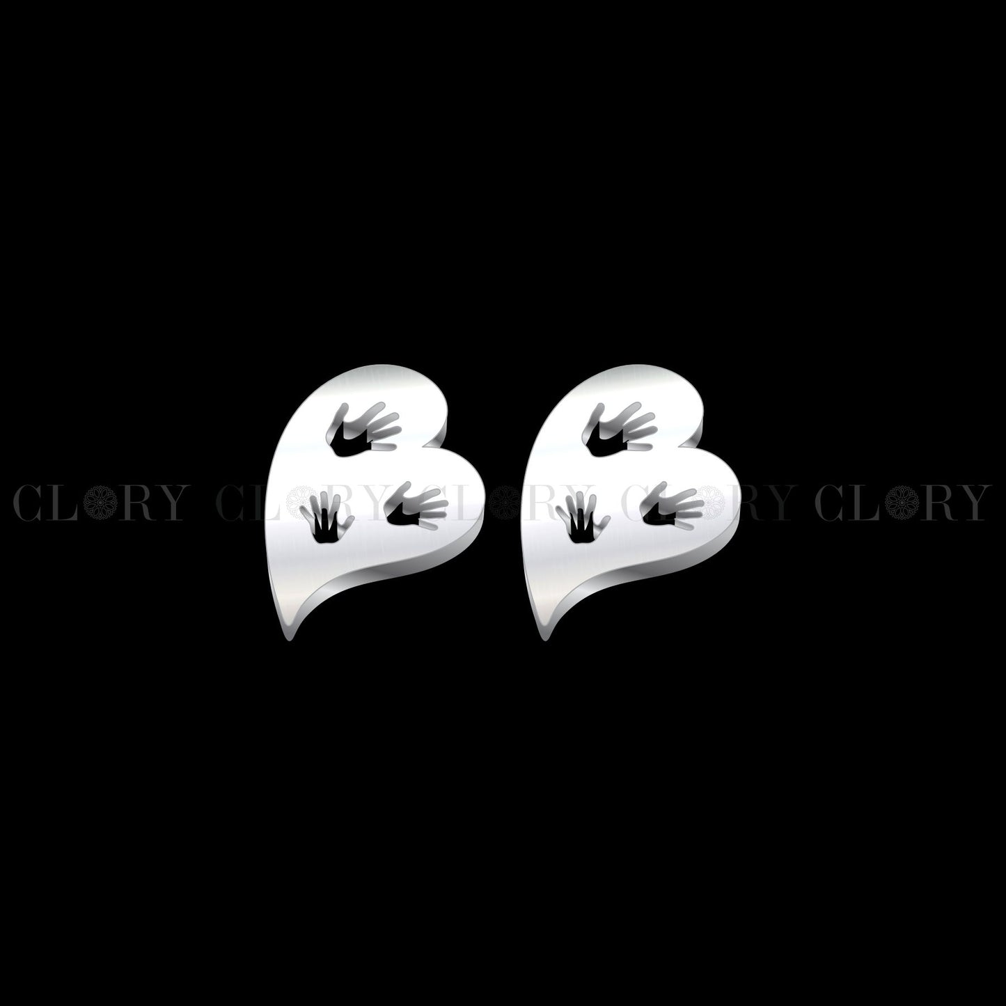 Baby hand in heart design stud earring