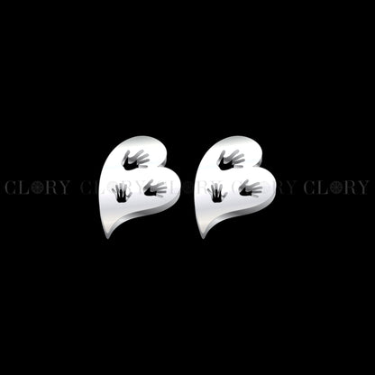 Baby hand in heart design stud earring